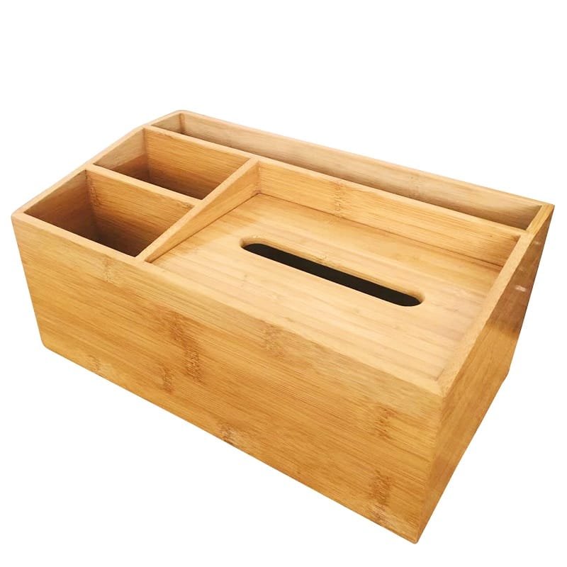 Bamboo storage box with lid and multi-purpose design