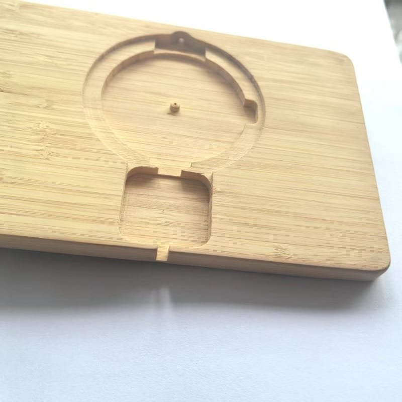 Bamboo wireless charging station with Qi and cable organizer