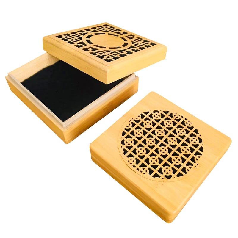 Bamboo incense and coil storage box