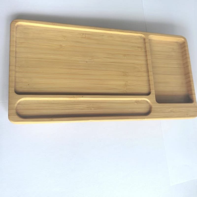 Bamboo wireless charging station with Qi and cable organizer