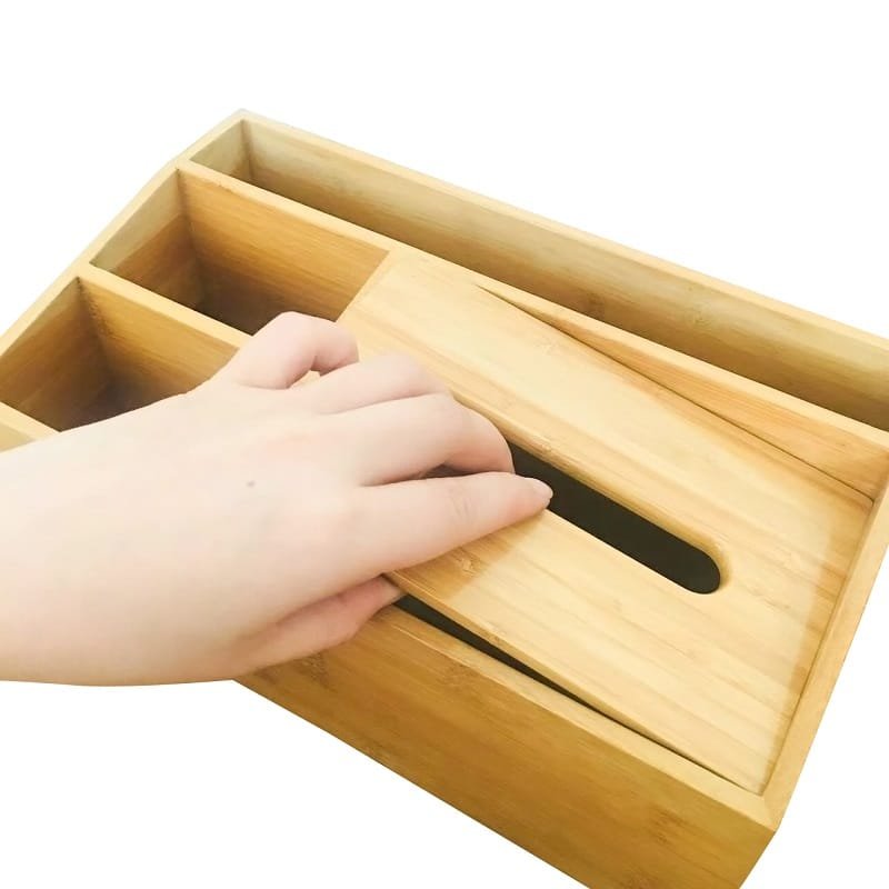 Bamboo storage box with lid and multi-purpose design