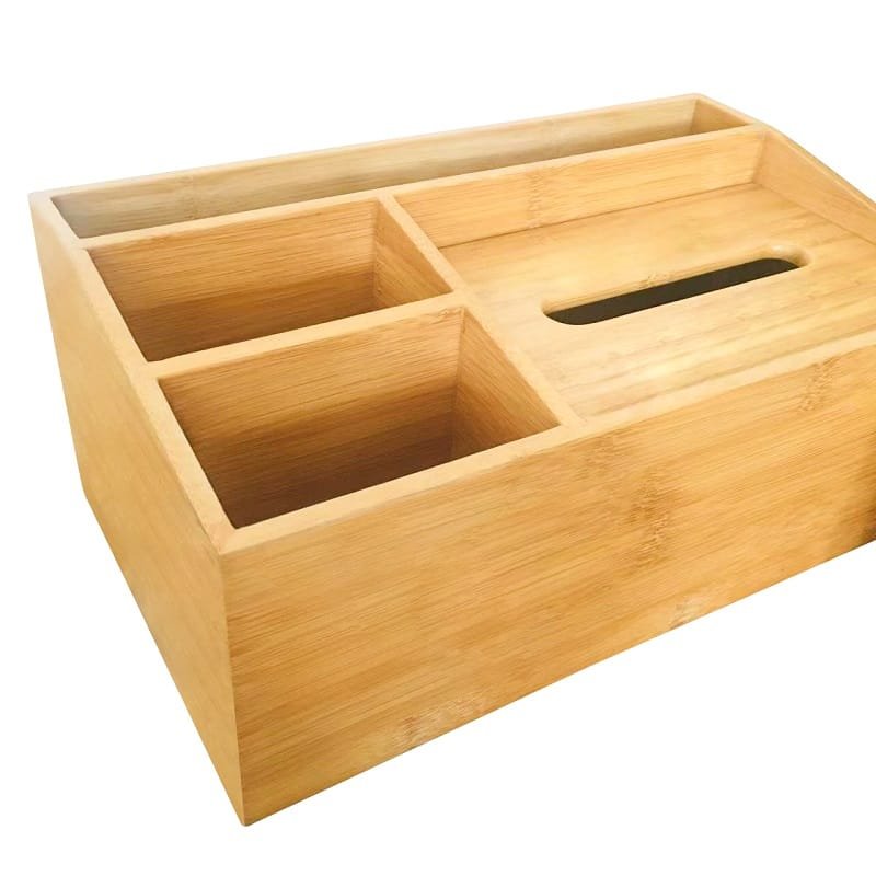 Bamboo storage box with lid and multi-purpose design