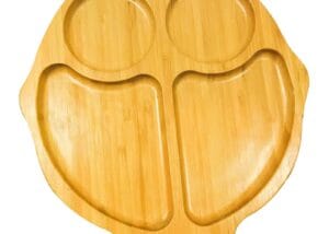 Bamboo elevated pet feeder with bowls stand