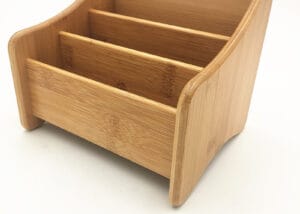Bamboo triple remote caddy living room organizer