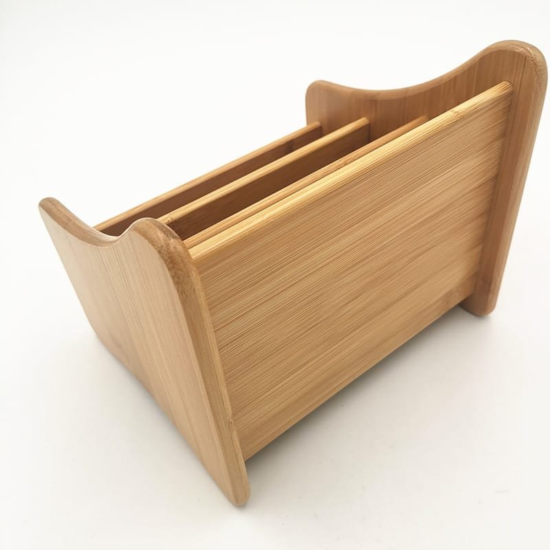 Bamboo triple remote caddy living room organizer