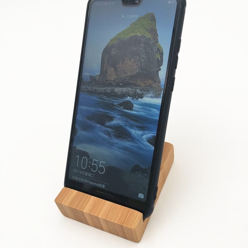 Bamboo phone stand for desk or table