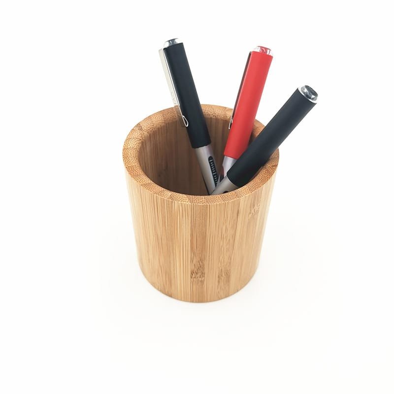 Bamboo pen holder and desk organizer