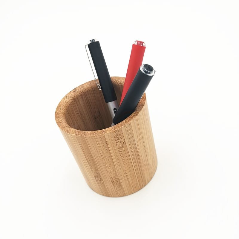 Bamboo pen holder and desk organizer