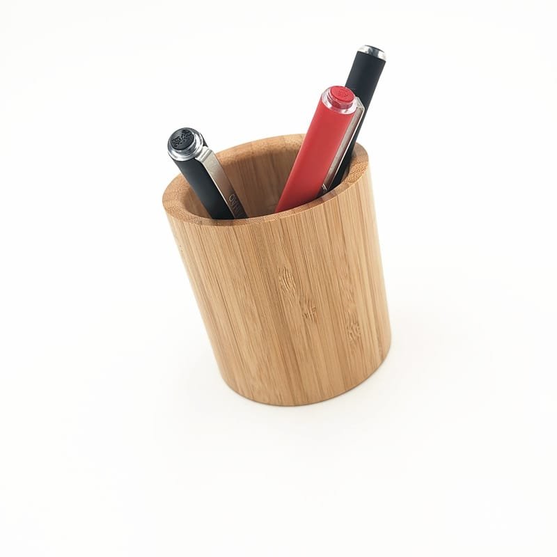 Bamboo pen holder and desk organizer