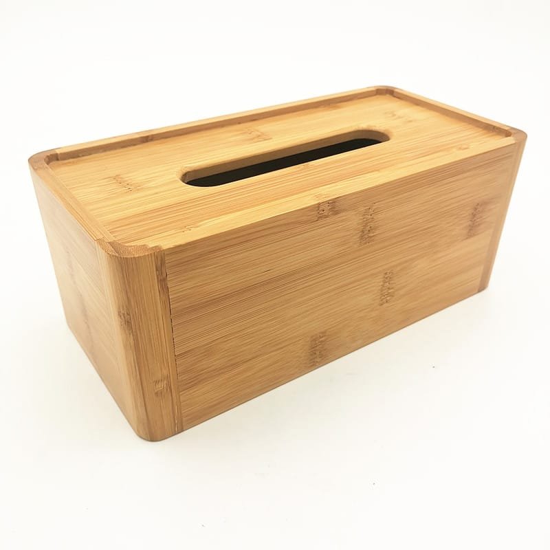 Rectangular bamboo tissue box cover