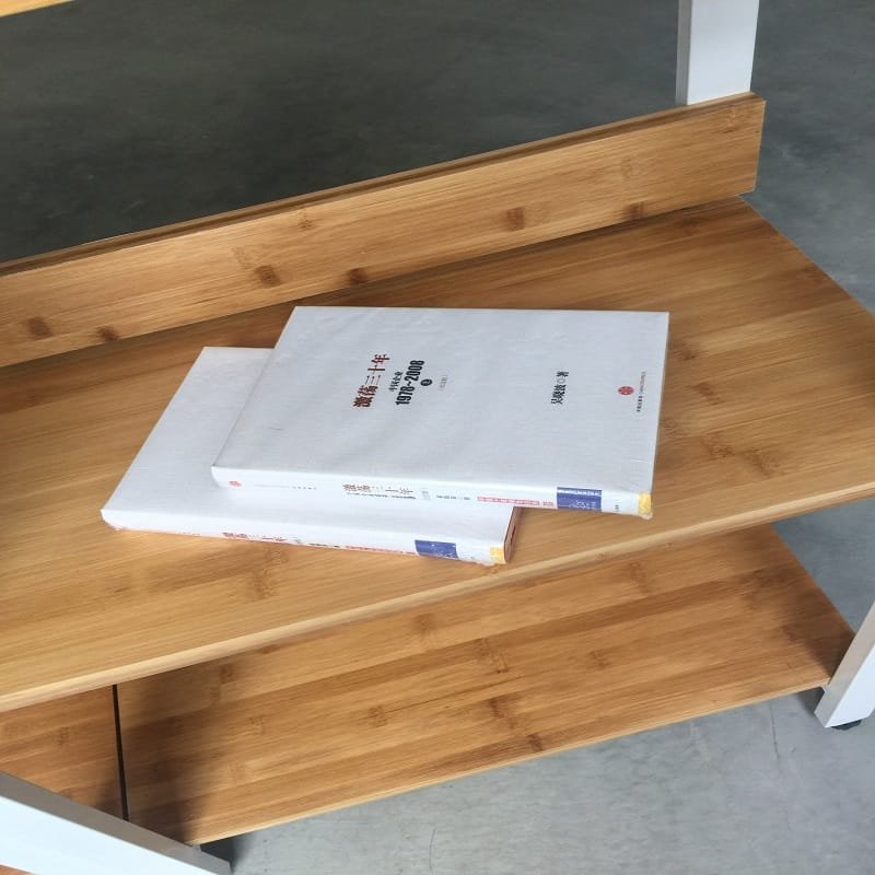 Multi-tier bamboo and metal moisture-resistant shelf