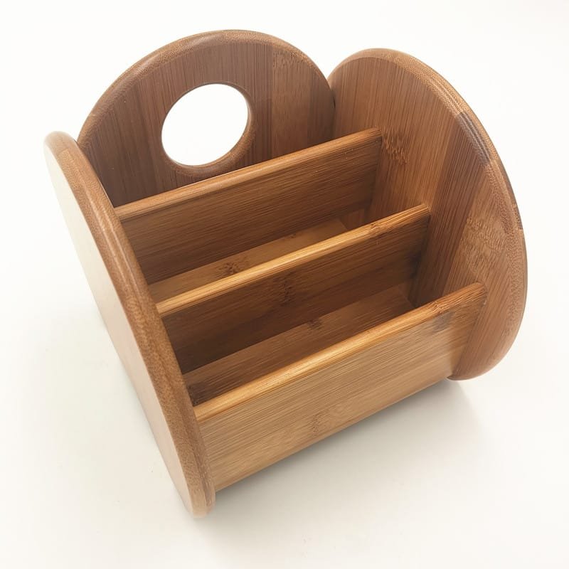 Bamboo double remote caddy coffee table organizer