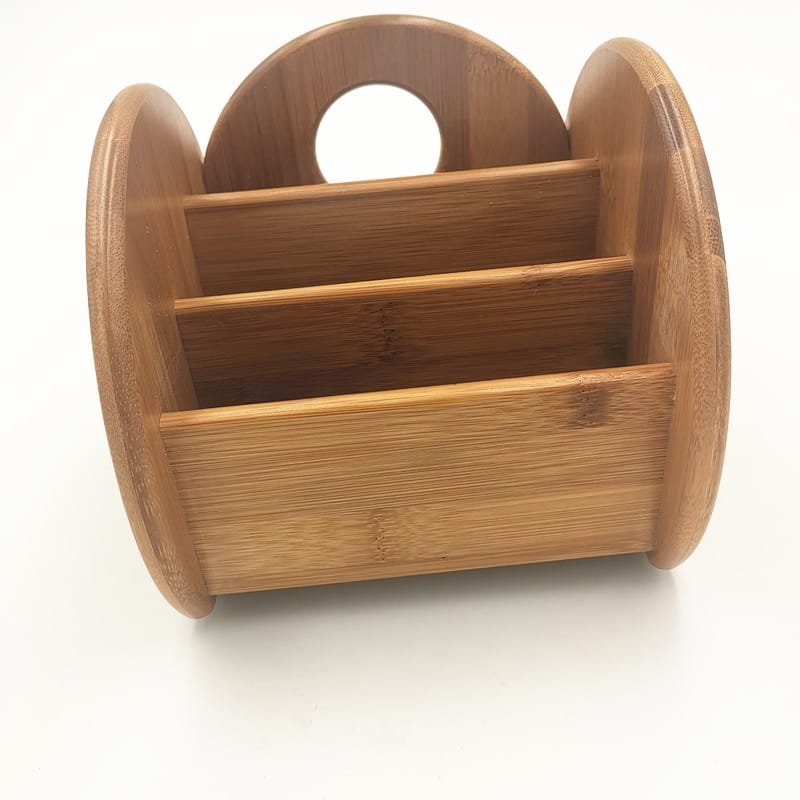 Bamboo double remote caddy coffee table organizer
