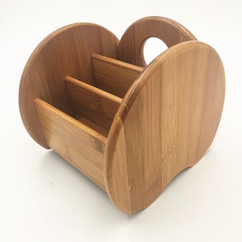Bamboo double remote caddy coffee table organizer