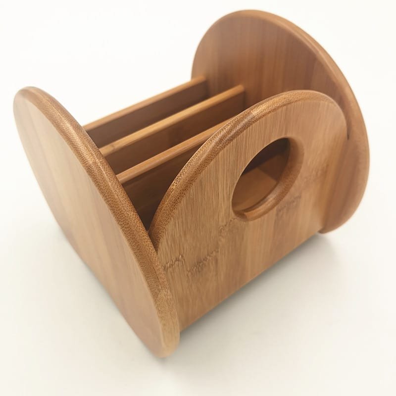 Bamboo double remote caddy coffee table organizer