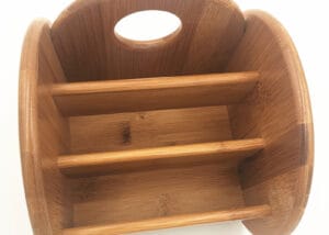 Bamboo double remote caddy coffee table organizer