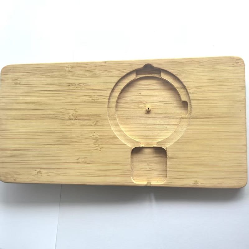 Bamboo wireless charging station with Qi and cable organizer