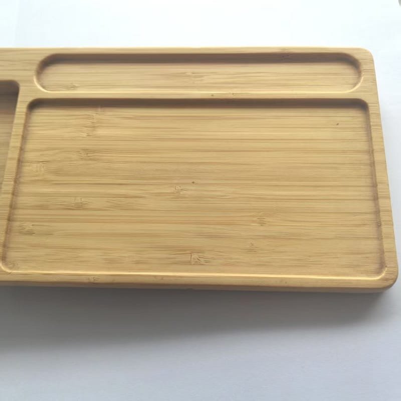 Bamboo wireless charging station with Qi and cable organizer