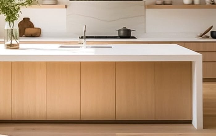 Modern kitchen with bamboo plywood