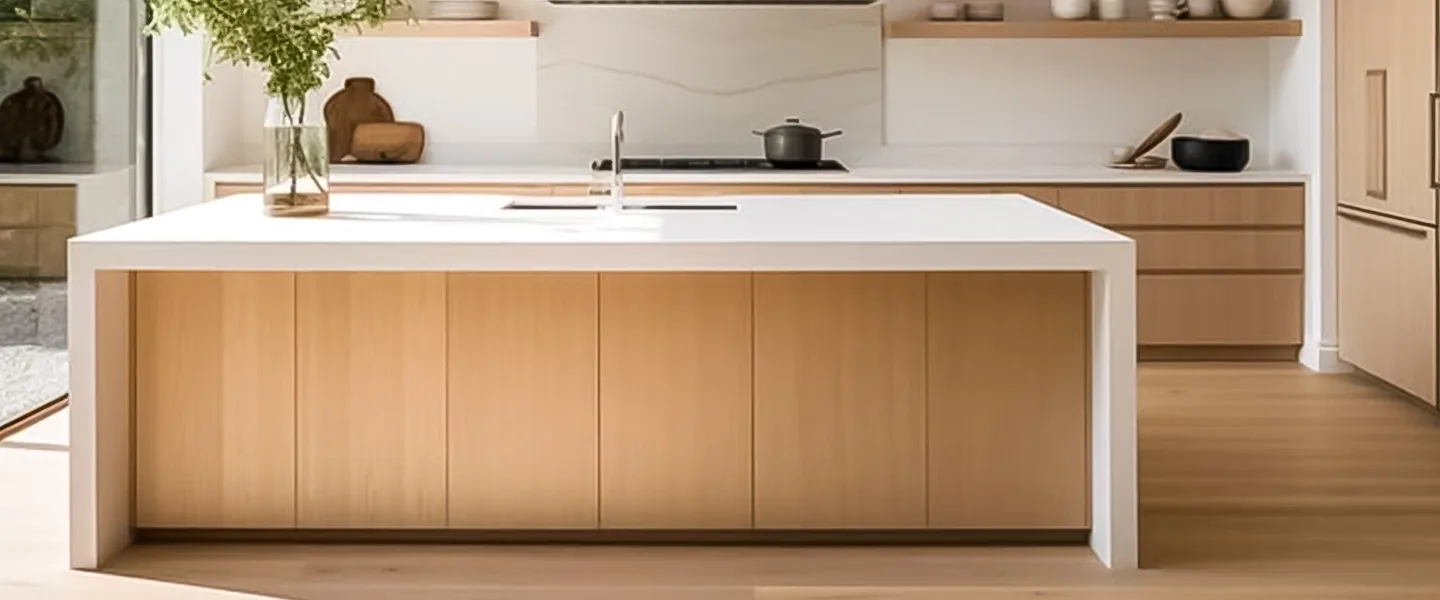 Modern kitchen with bamboo plywood