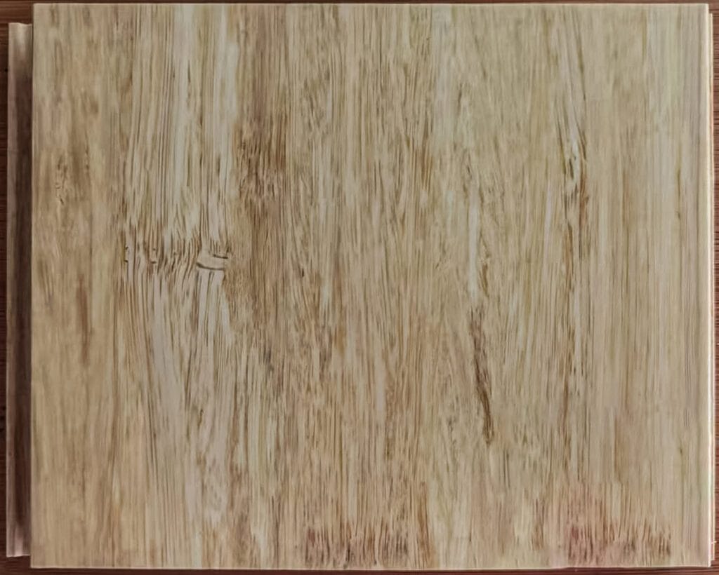 Strand-woven bamboo flooring plank in natural colour, 1850x135x14mm
