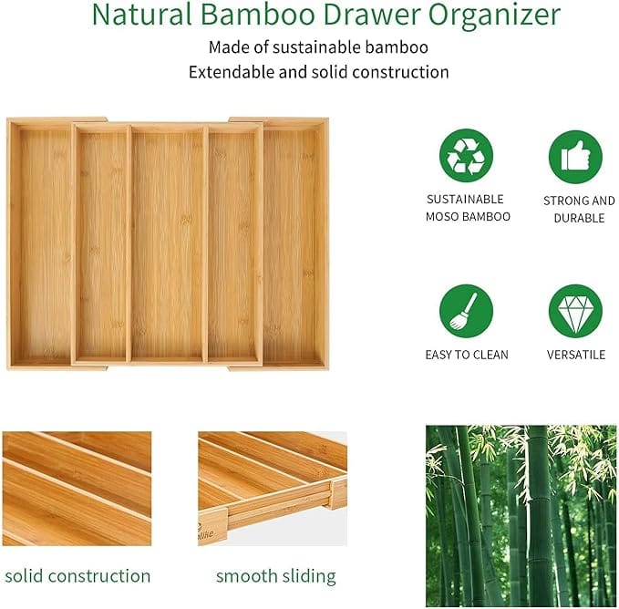 Bamboo Drawer Organizer Detail
