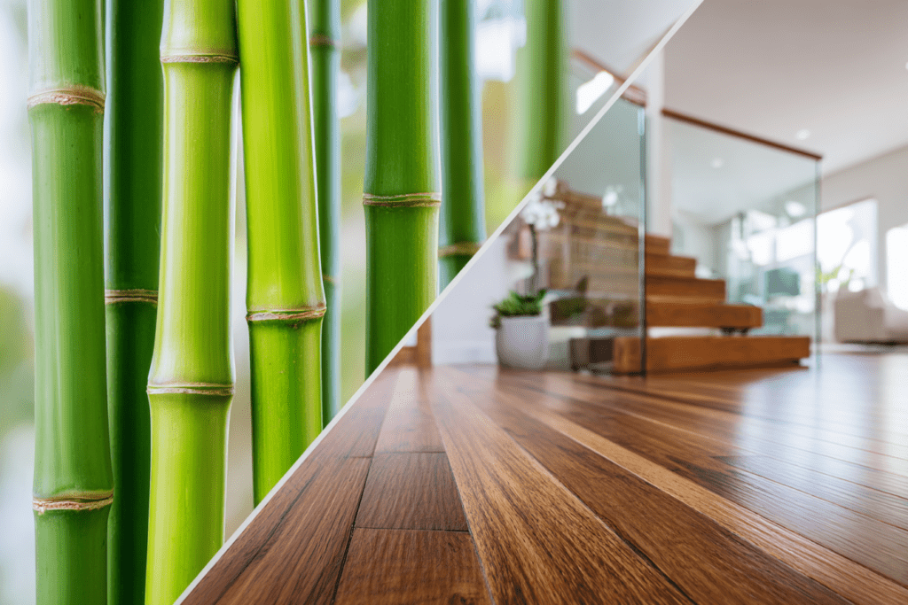 Strand-woven bamboo flooring installed in an interior space
